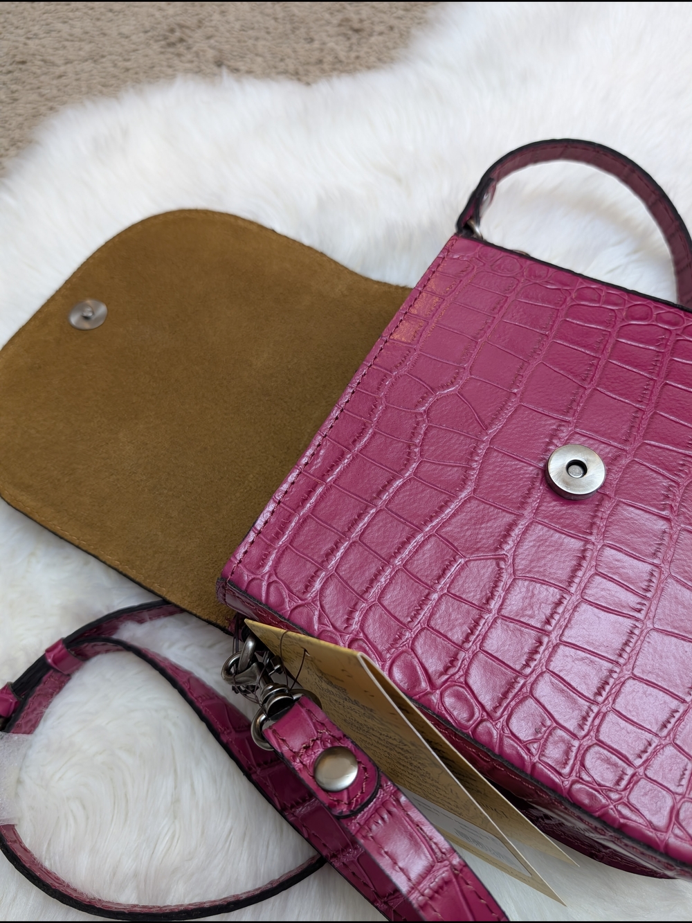 Patricia Nash Distressed Vintage Croc Collection Magenta Crossbody Bag NWT - Picture 10 of 15